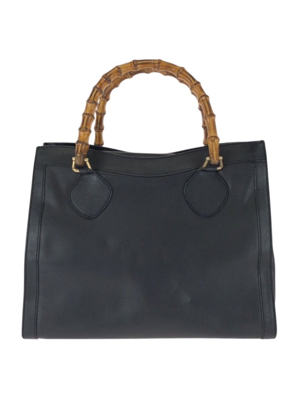 Gucci Bamboo Black Gold Leather Tote
